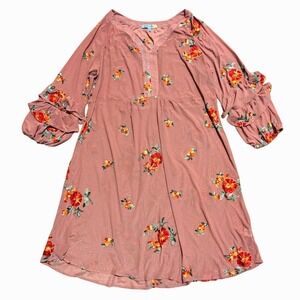 Figeroa & Flower XL Pink Mauve Floral Mesh Babydoll Dress Embroidered NWT NEW